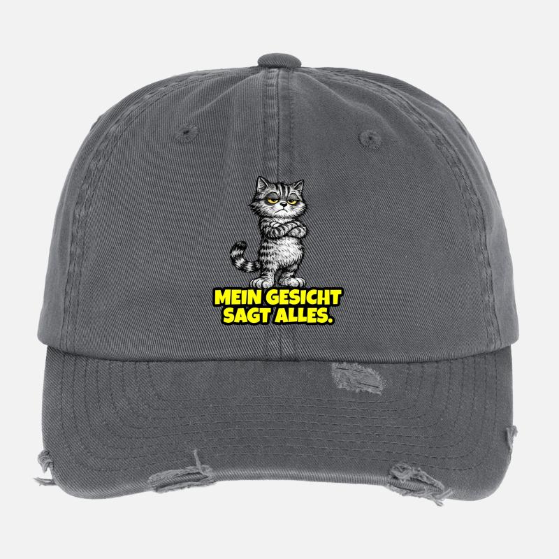 Mon visage en dit long. – Chef Chat (Grumpy) Casquette vintage effet usé Flexfit