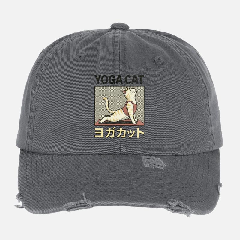 Yoga Cat Flexfit Vintage Destroyed Cap