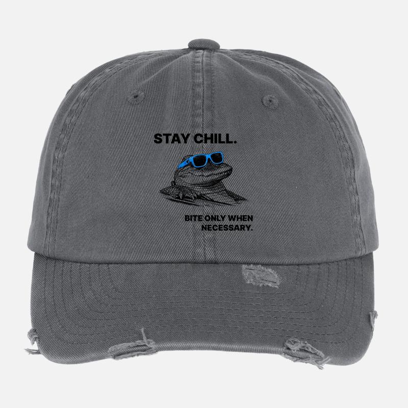 Stay Chill – Crocodile Saying Halftone Style Flexfit Vintage Destroyed Cap