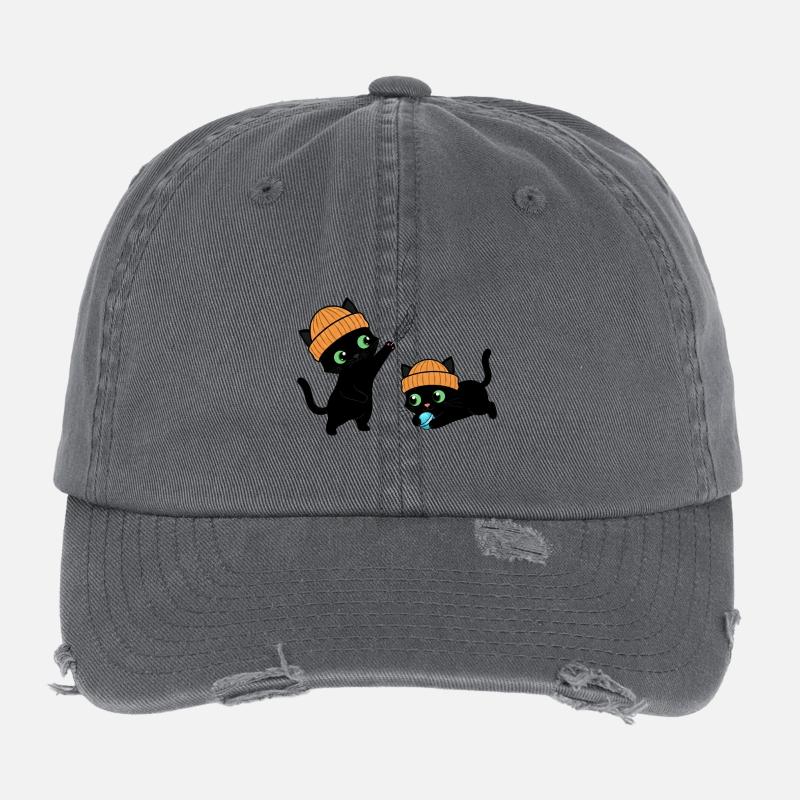 Deux mignons chatons qui jouent. Unique. Casquette vintage effet usé Flexfit