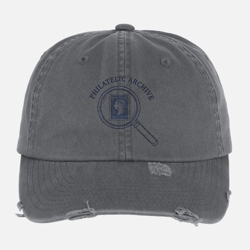 Stamp Archive Emblem Magnifier Flexfit Vintage Destroyed Cap