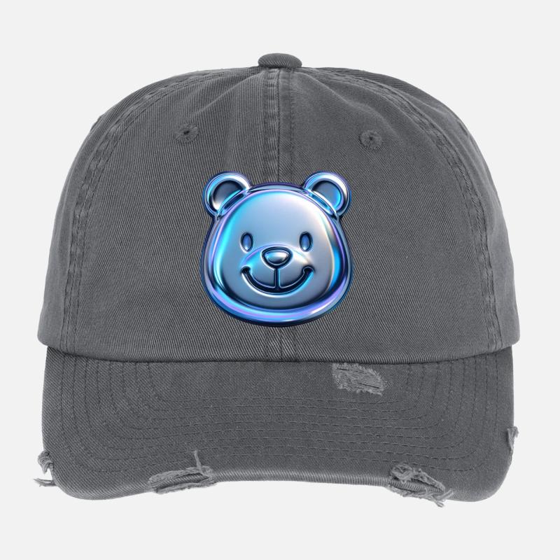 Süßer Bär mit metallischen Reflexionen Flexfit Vintage Destroyed Cap