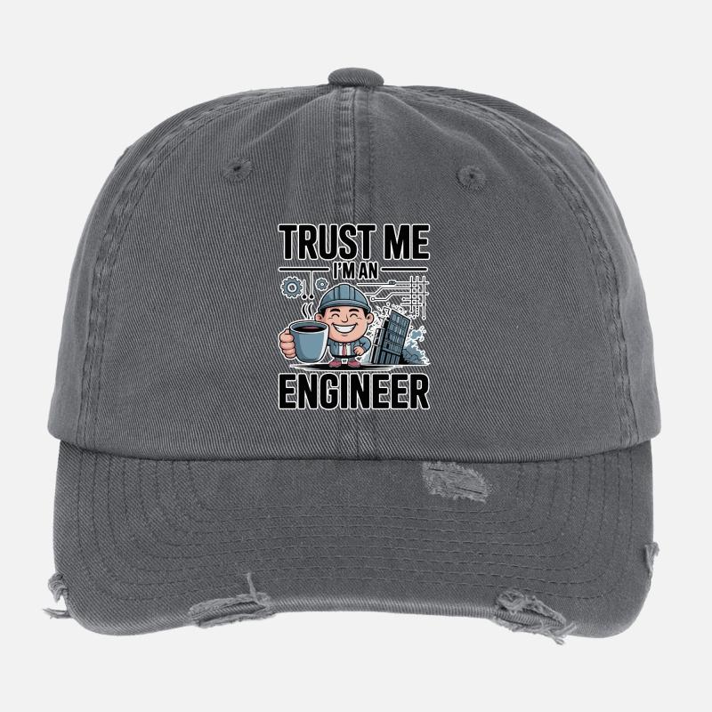 Vertrau mir, ich bin Ingenieur – für einen dunklen Hintergrund Flexfit Vintage Destroyed Cap