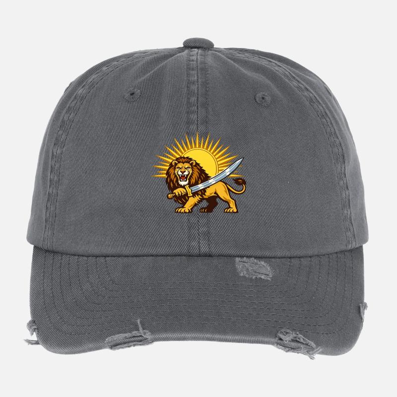 Persian Lion Persia Iran Flexfit Vintage Destroyed Cap