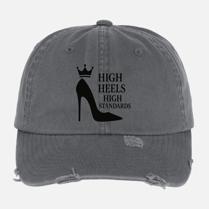 High Heels High Standards: Power-Statement Queen Flexfit Vintage Destroyed Cap