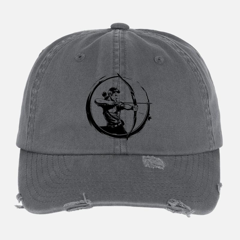 Bogenschießen Mann Silhouette Flexfit Vintage Destroyed Cap