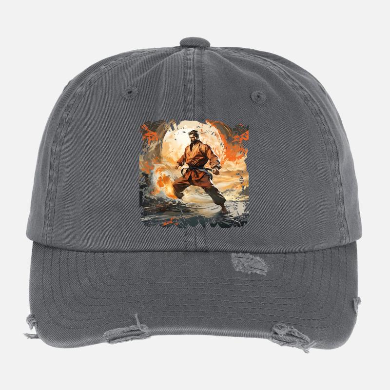 Karate Warrior in Firestorm Flexfit Vintage Destroyed Cap