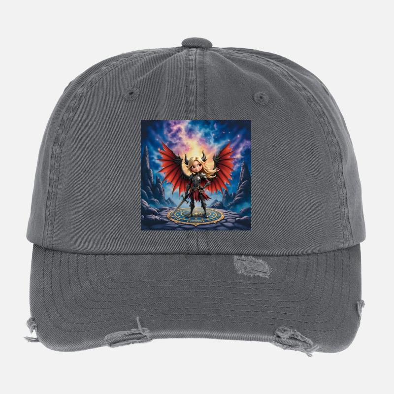 Rotflügeliger Krieger in Runen Flexfit Vintage Destroyed Cap