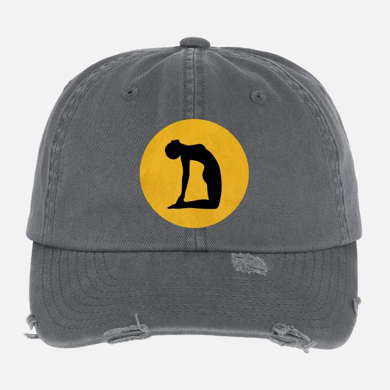 Kamel Yoga Pose Silhouette Sonne Design Flexfit Vintage Destroyed Cap