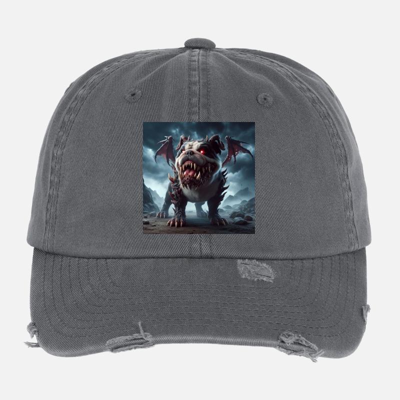 Molosse des Abysses à Yeux Rouges Casquette vintage effet usé Flexfit