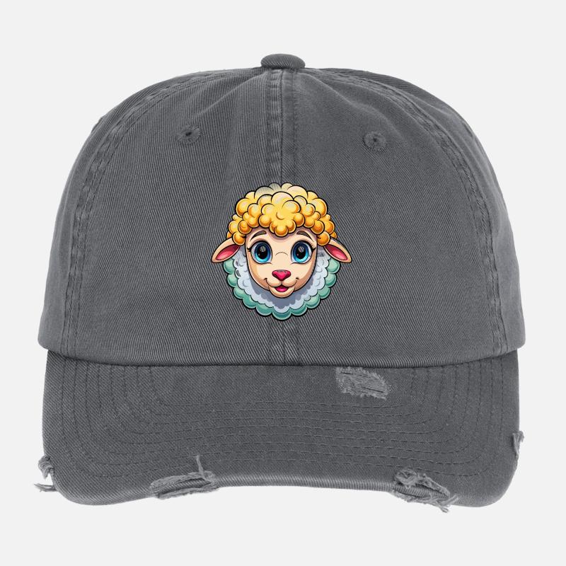 Süßes Schafsgesicht Flexfit Vintage Destroyed Cap