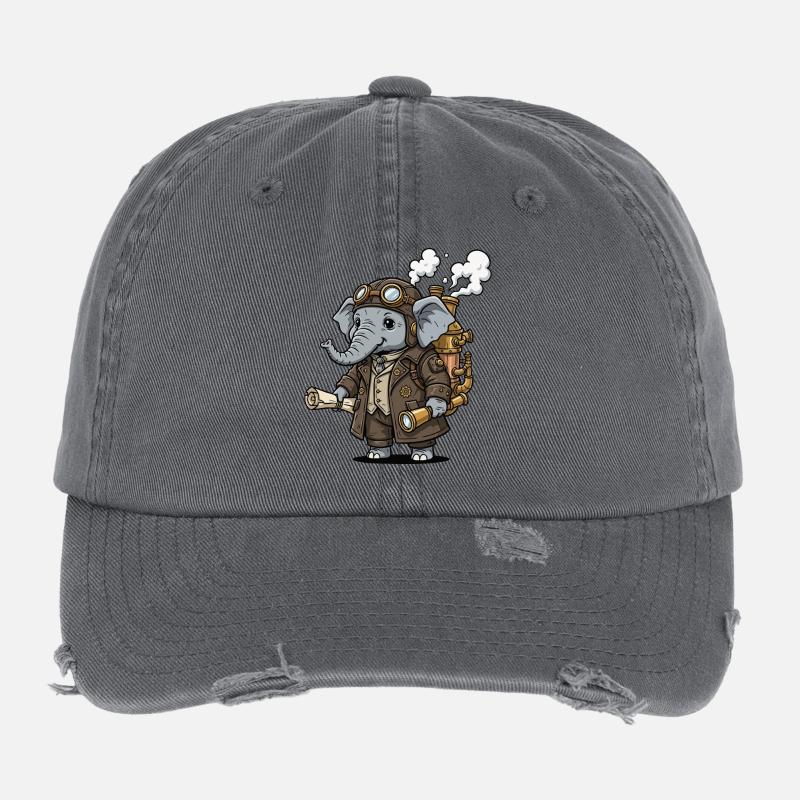 Éléphant Explorateur Steampunk Vapeur Rétro Casquette vintage effet usé Flexfit