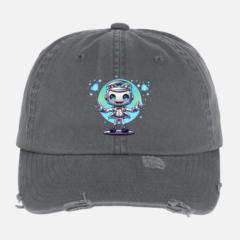 Small space robot in a suit Flexfit Vintage Destroyed Cap
