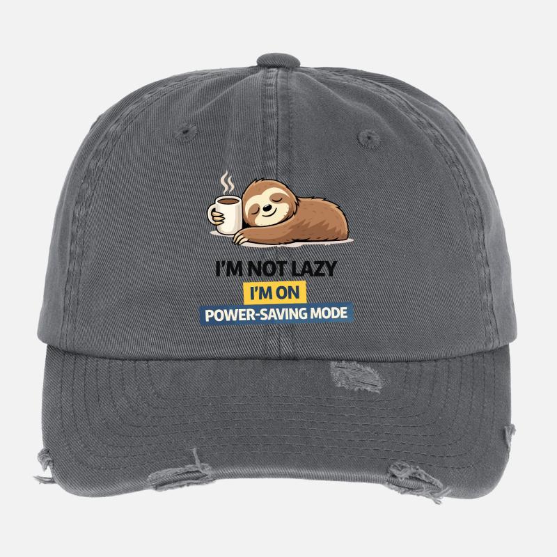 Sloth Power Saving Mode Tee - Flexfit Vintage Destroyed Cap - dark grey