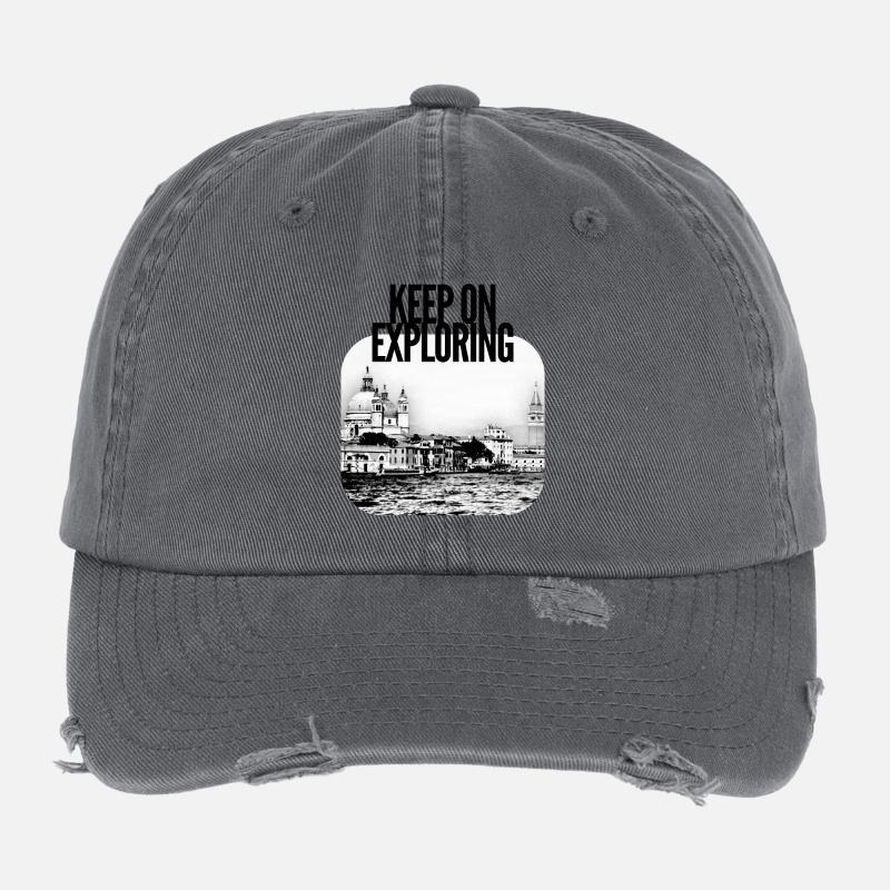 Exploring Venezia Cityscape Flexfit Vintage Destroyed Cap