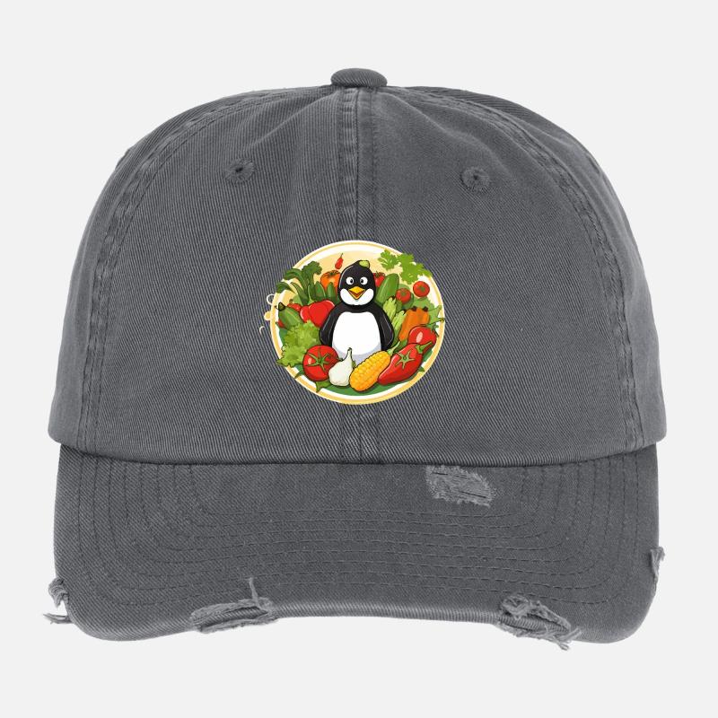 Le manchot dans le paradis des légumes Casquette vintage effet usé Flexfit