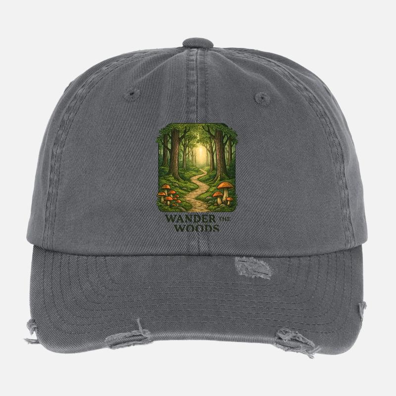 Forest path Hiking through the forest Flexfit Vintage Destroyed Cap