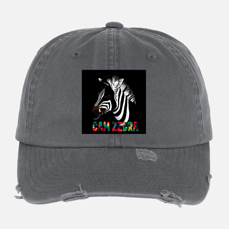 Silhouette de zèbre avec texte coloré CANZEBRA Casquette vintage effet usé Flexfit