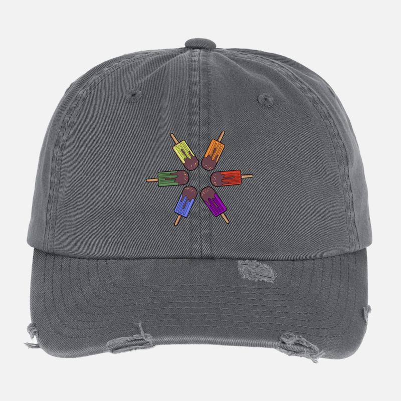 Regenbogen-Eis am Stiel Flexfit Vintage Destroyed Cap