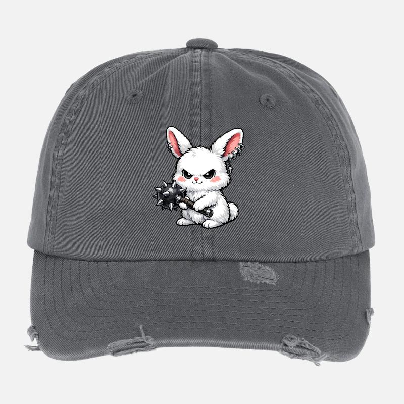 Kuschelhase mit Stachelhammer Flexfit Vintage Destroyed Cap