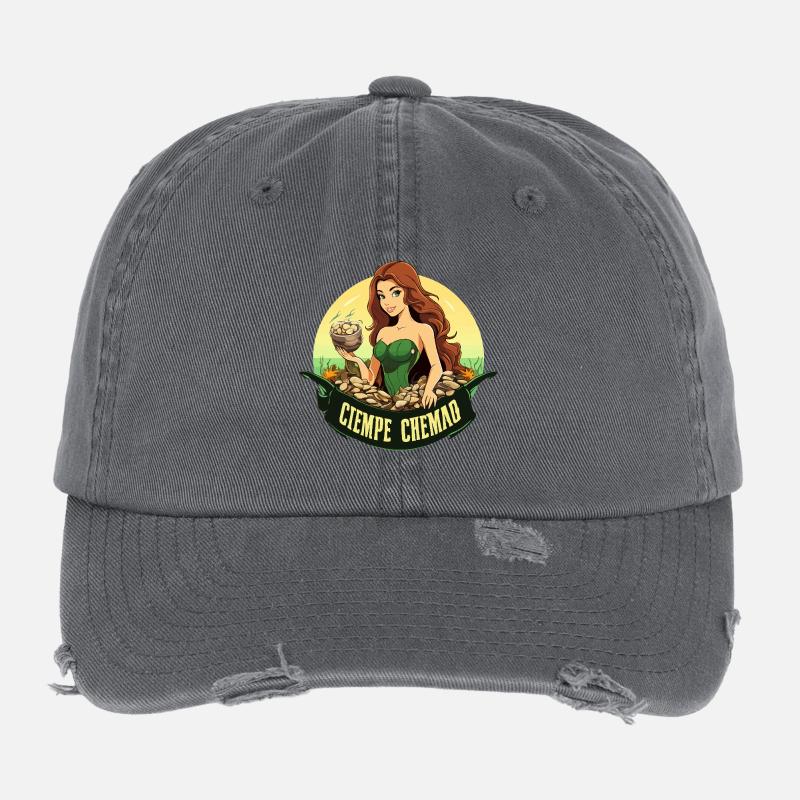 Grüne Wasserfee mit Steinbund Flexfit Vintage Destroyed Cap