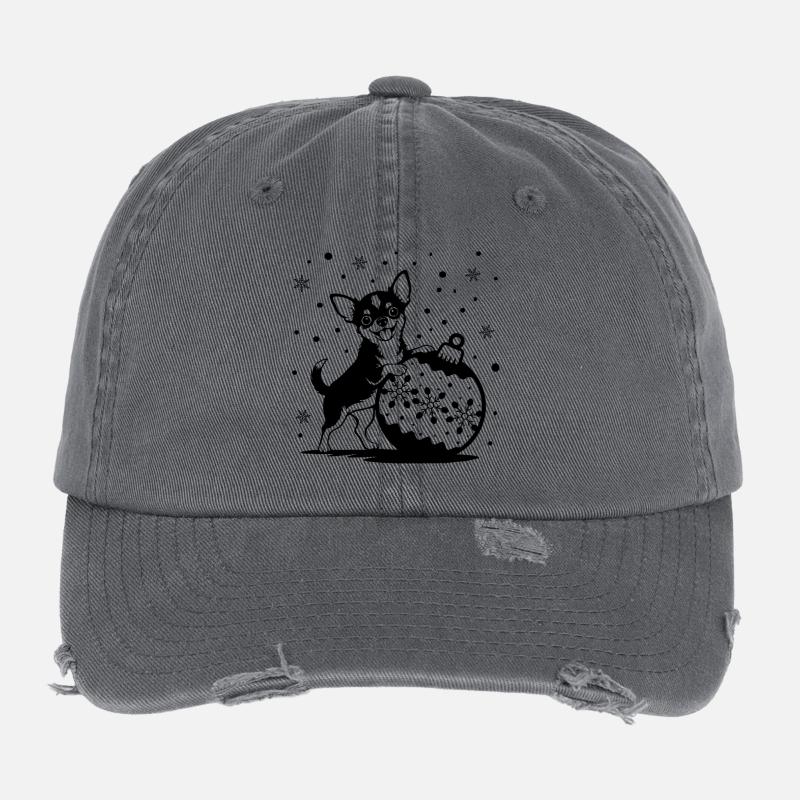 Chihuahua joyeux avec babiole de Noël Casquette vintage effet usé Flexfit