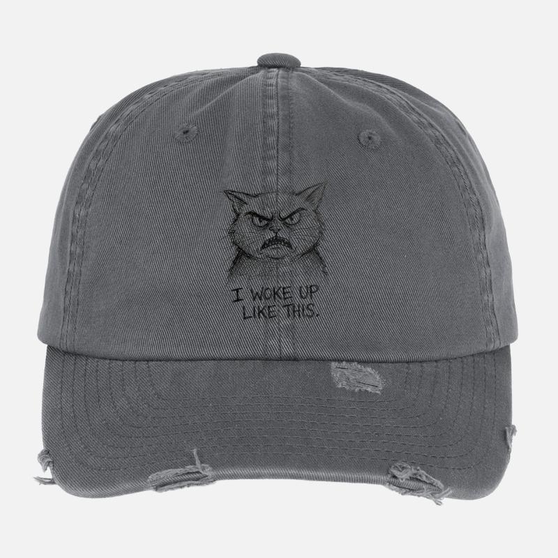 Wütige Katzen-Scribble Flexfit Vintage Destroyed Cap