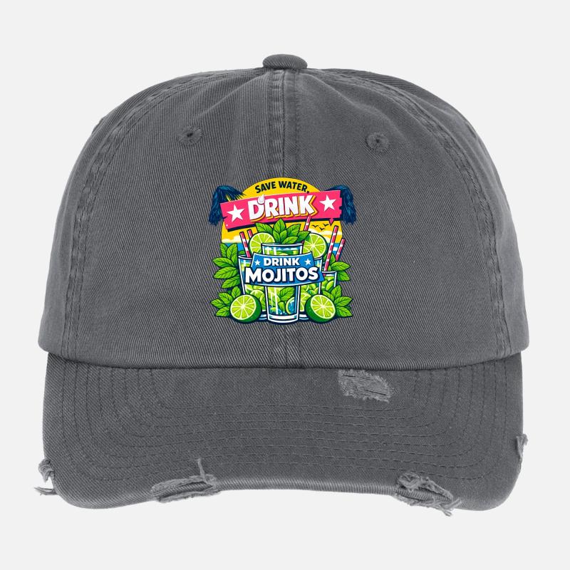 Save the water, drink Mojitos Flexfit Vintage Destroyed Cap