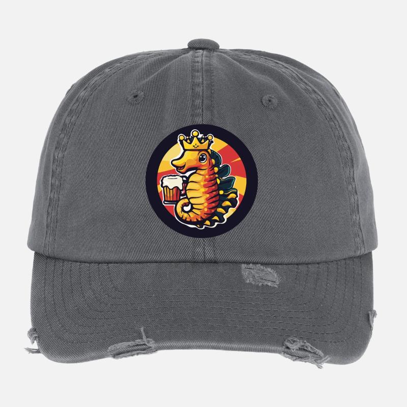 Bière hippocampe drôle Casquette vintage effet usé Flexfit