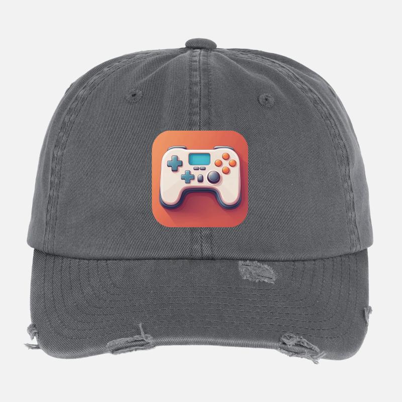 Design manette jeu vidéo Casquette vintage effet usé Flexfit
