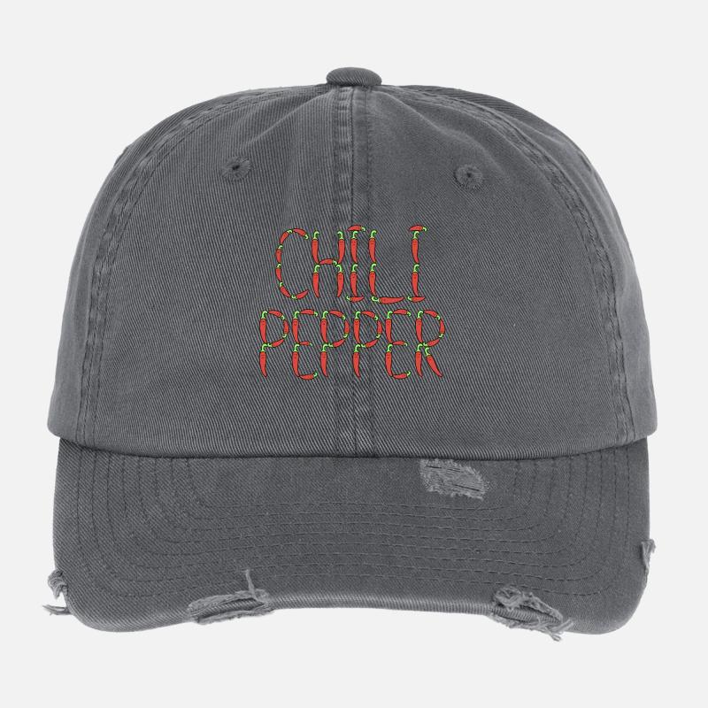 Chili pepper typography Flexfit Vintage Destroyed Cap
