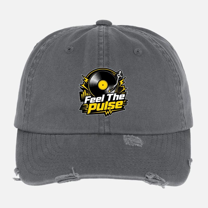 Feel The Pulse - Vinyle DJ Musique Electro Casquette vintage effet usé Flexfit