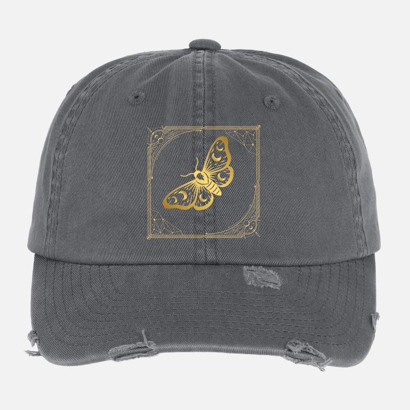 Papillon doré dans un cadre Art déco Casquette vintage effet usé Flexfit