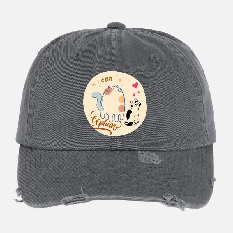 I can explain cat design Flexfit Vintage Destroyed Cap