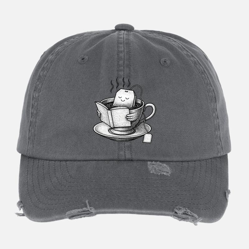 Cozy Tea Cup Reader Flexfit Vintage Destroyed Cap
