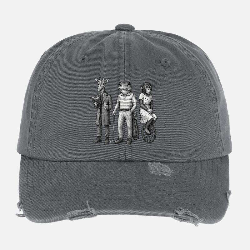 Trio der anthropomorphen Freunde Flexfit Vintage Destroyed Cap