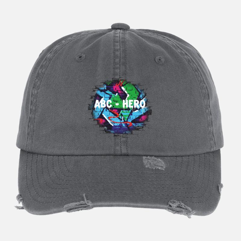 ABC HERO Graffiti Wanddesign - Flexfit Vintage Destroyed Cap - Dunkelgrau