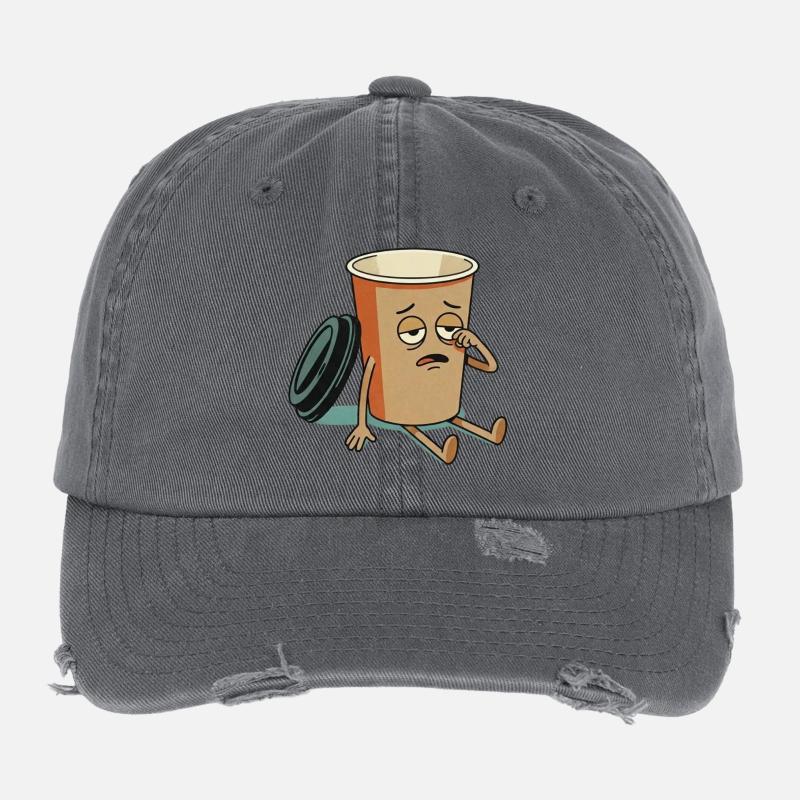 Exhausted Coffee Cup Figure Flexfit Vintage Destroyed Cap