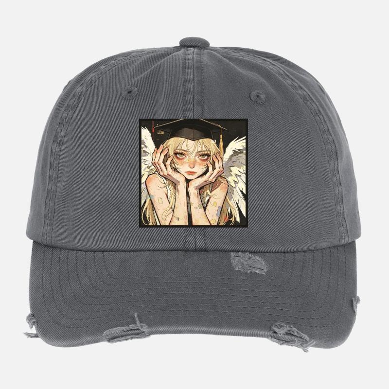 Graduation Angel Winged  Flexfit Vintage Destroyed Cap