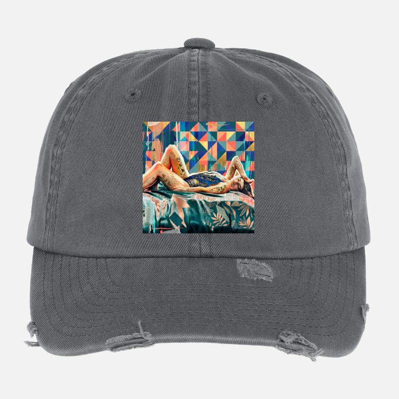 Tätowierungen in der Mosaikgeometrie Flexfit Vintage Destroyed Cap