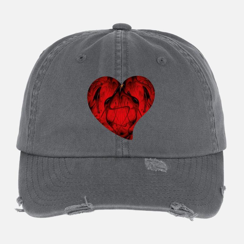 Fractal - red heart Flexfit Vintage Destroyed Cap