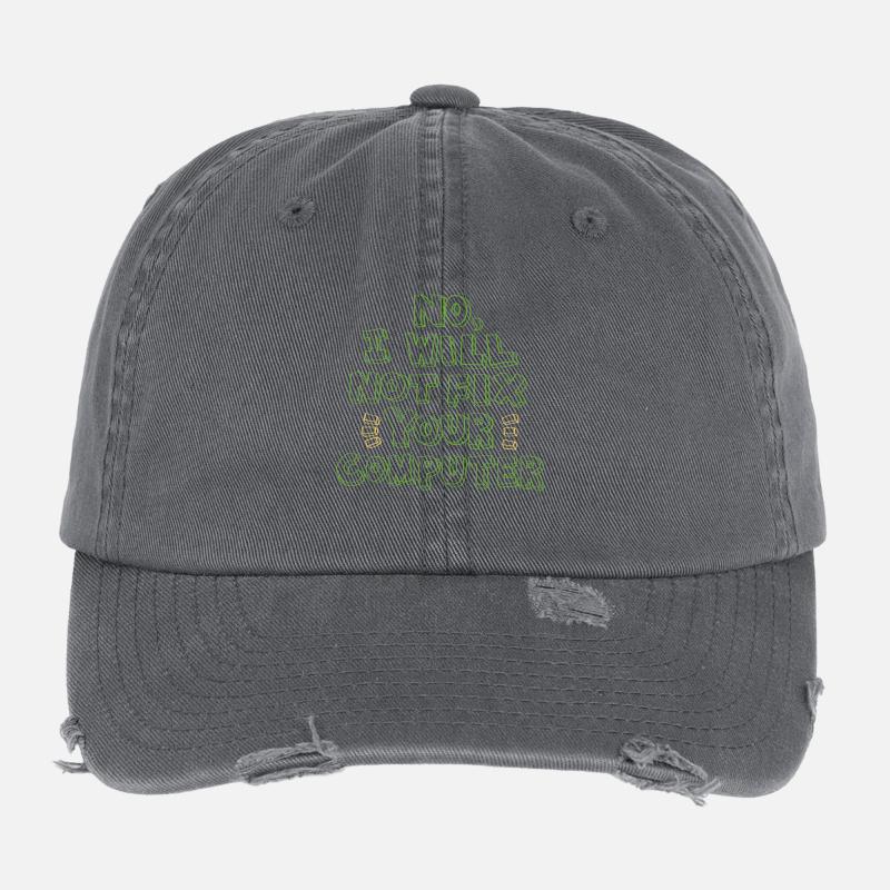 No, I want your computer .. - Gift - Flexfit Vintage Destroyed Cap - dark grey