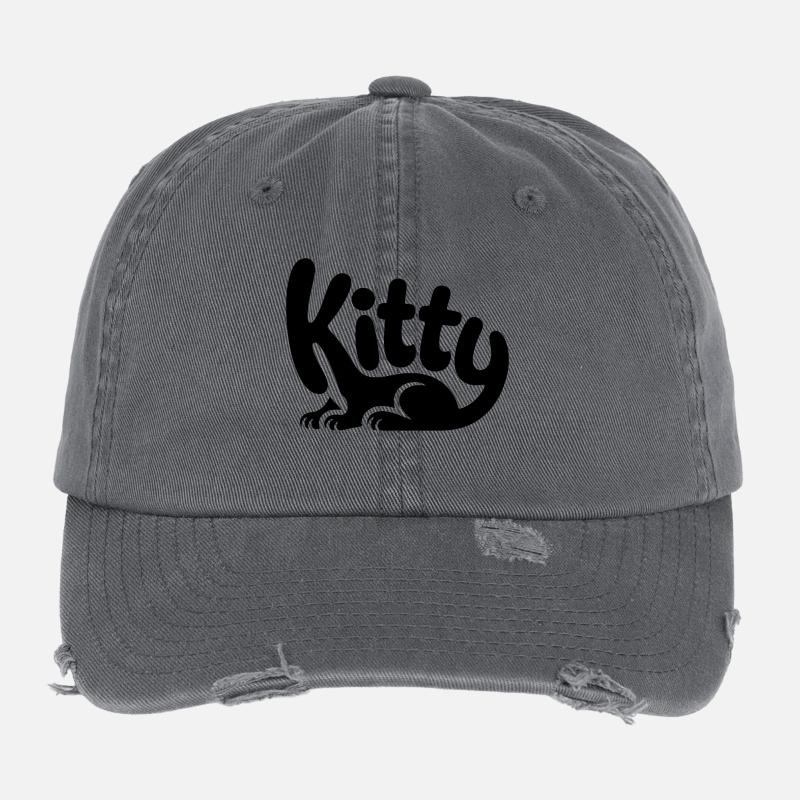 Kitty - Cute Pet Cat Design Flexfit Vintage Destroyed Cap