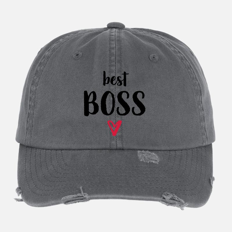 best boss heart gift boss Flexfit Vintage Destroyed Cap