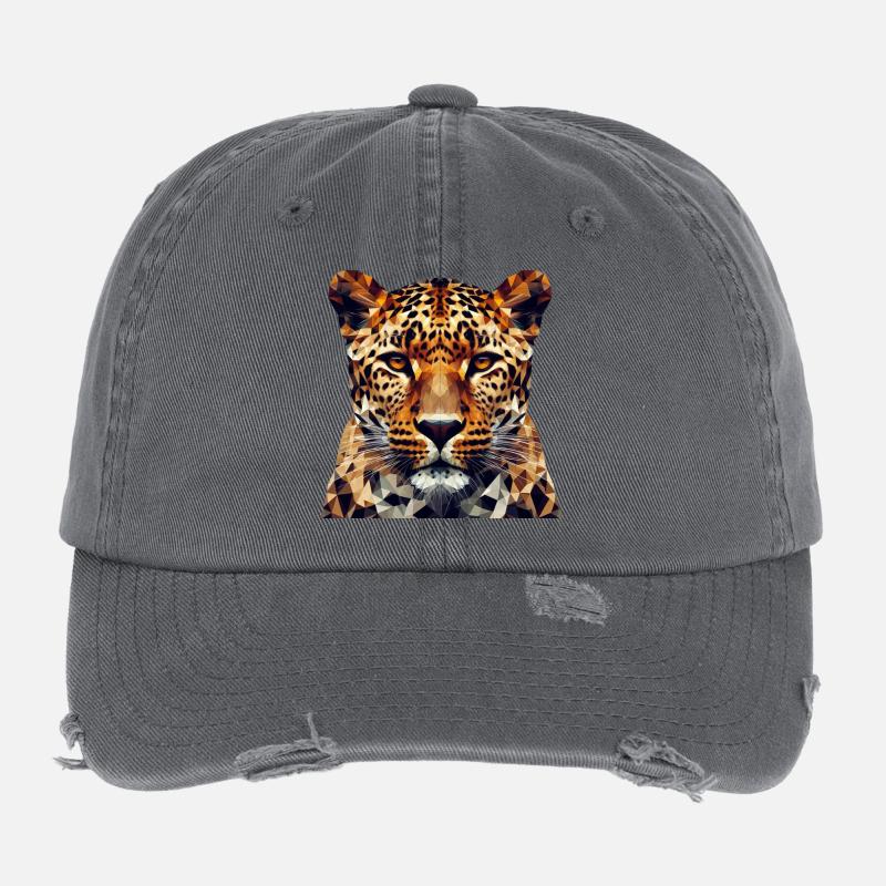 Polygon Style Leopard - Flexfit Vintage Destroyed Cap - dark grey