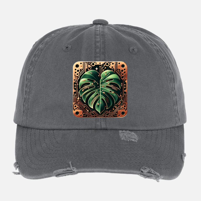 Cybernetic Monstera PCB Design Flexfit Vintage Destroyed Cap