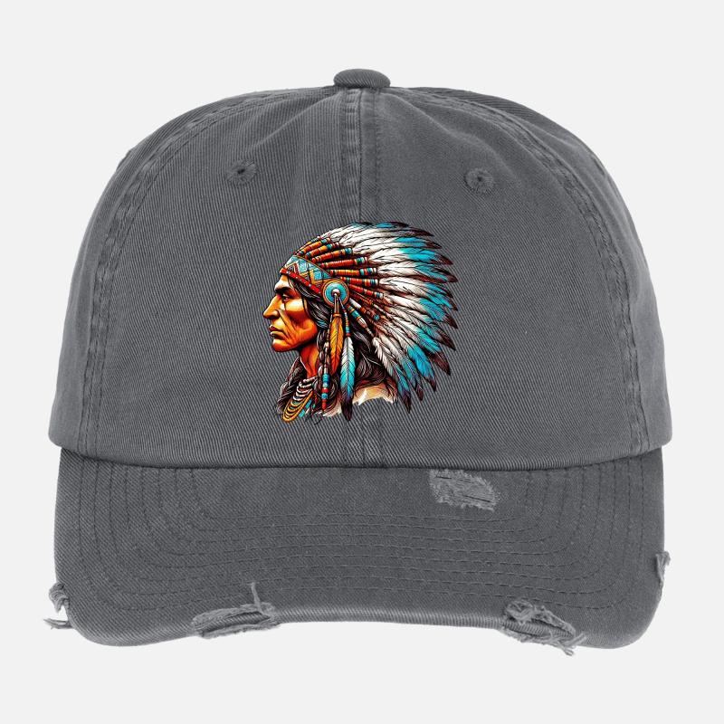 Amérindien Américain Casquette vintage effet usé Flexfit