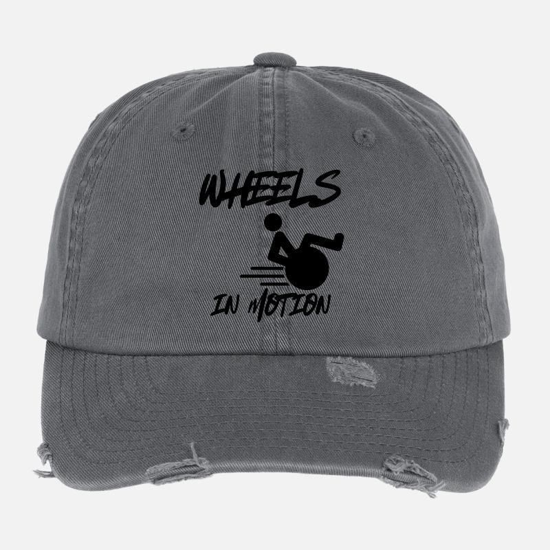 Rollstuhlräder sind immer in Bewegung * - Flexfit Vintage Destroyed Cap - Dunkelgrau