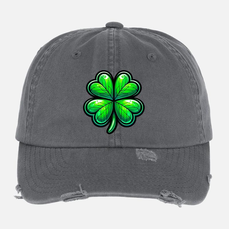 Trèfle à quatre feuilles Casquette vintage effet usé Flexfit