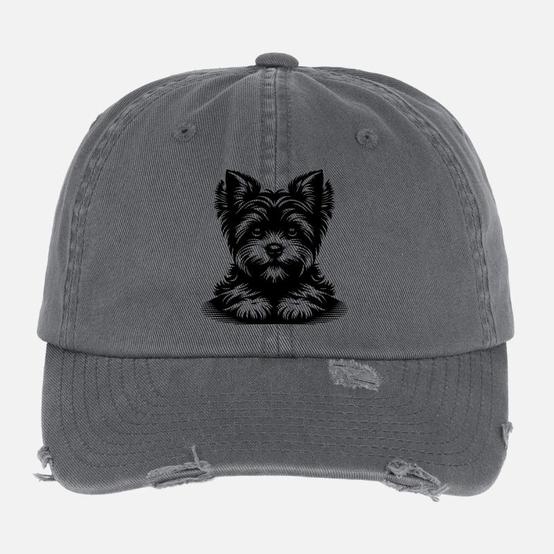 Tête de Yorkshire Terrier avec pattes Casquette vintage effet usé Flexfit